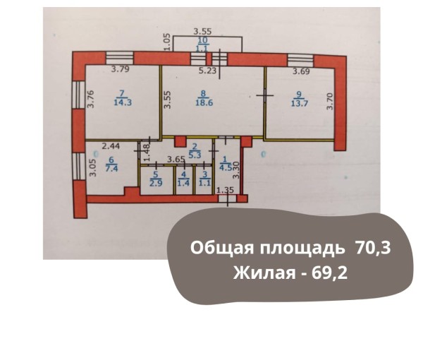 Трёхкомнатная сталинка по проспекту Независимости